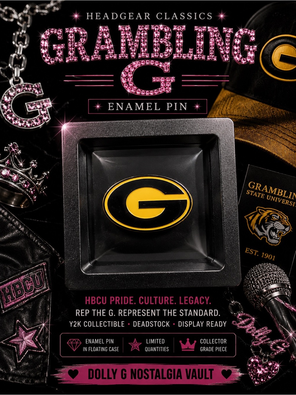Deadstock Grambling State University “G” Headgear Enamel Pin HBCU Collectible